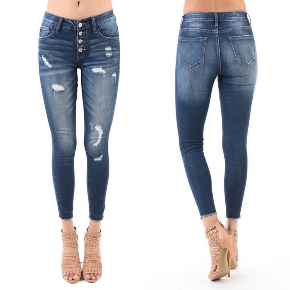 NWT KanCan Jeans Blakley Mid Rise Button Fly Ankle